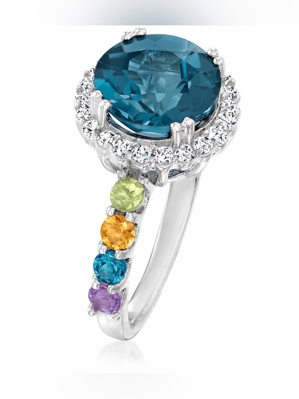 Ross-Simons 4.20 ct. t.w. London Blue Topaz andMulti-Gem Halo in Sterling Silver - Picture 5 of 7